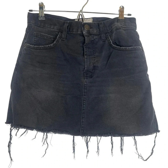 Current/Elliott Black Denim Mini Skirt w/ frayed hem • Size 27 - Picture 1 of 6